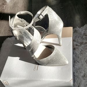 Sliver sparkly heels